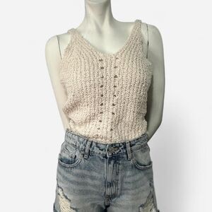 Cream knit tank top